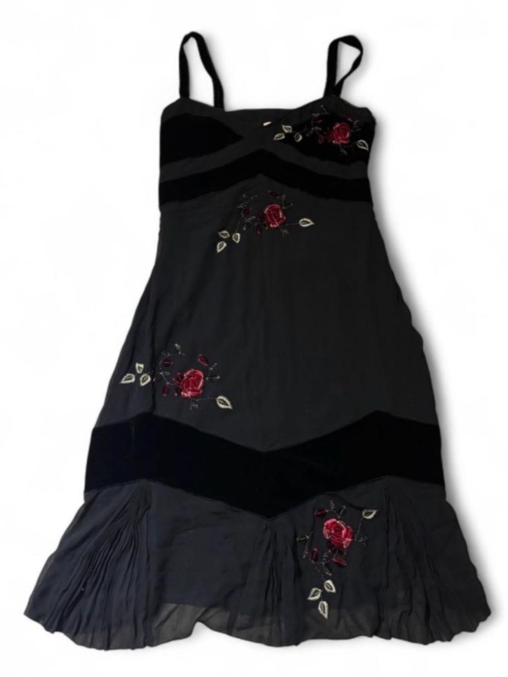 🌻Whistles Vintage Black Floral Embroidered Midi Dress